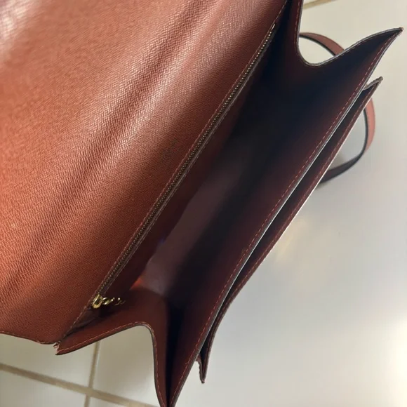 Louis Vuitton Monceau 28 Brown Monogram Crossbody Purse Gold Hardware Vintage - Picture 7 of 17